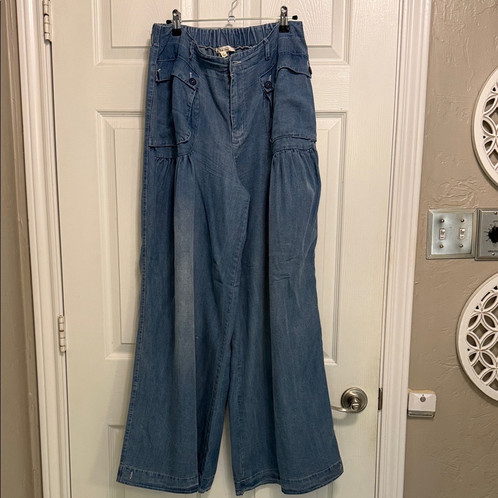 Oli & Hali Blue Flare Wide-Leg Jeans
